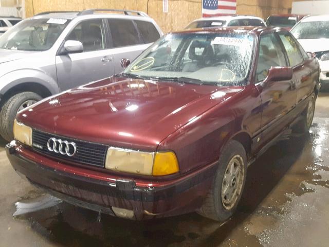 WAUHE58A9MA036037 - 1991 AUDI 90 QUATTRO MAROON photo 2