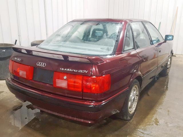 WAUHE58A9MA036037 - 1991 AUDI 90 QUATTRO MAROON photo 4