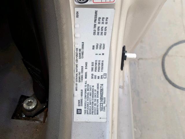 1GCCS148948206714 - 2004 CHEVROLET COLORADO TAN photo 10