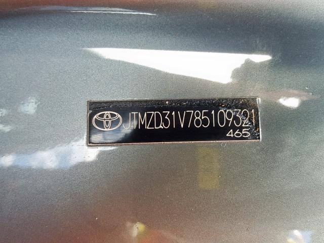 JTMZD31V785109321 - 2008 TOYOTA RAV4 LIMIT BLUE photo 10