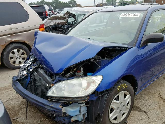 1HGEM22154L006913 - 2004 HONDA CIVIC DX V BLUE photo 9