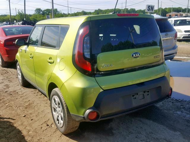 KNDJN2A20F7768921 - 2015 KIA SOUL GREEN photo 3