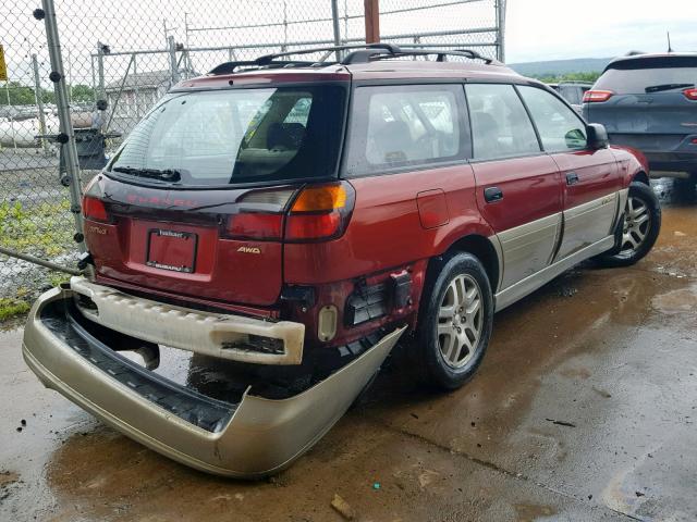 4S3BH665127633561 - 2002 SUBARU LEGACY OUT RED photo 4