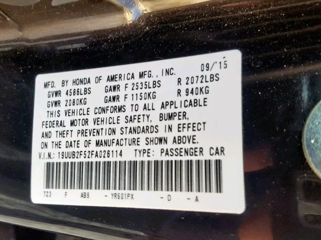 19UUB2F52FA026114 - 2015 ACURA TLX TECH BROWN photo 10