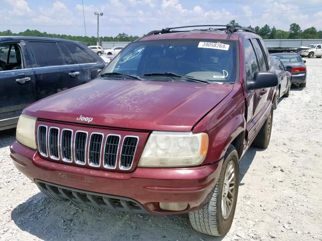 1J4GX58S02C141370 - 2002 JEEP GRAND CHER BURGUNDY photo 2