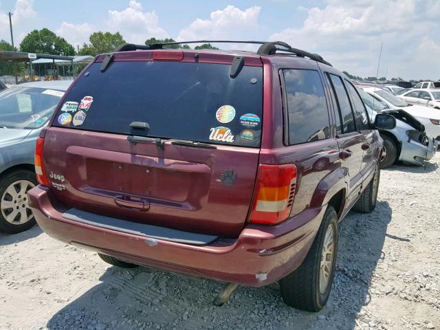 1J4GX58S02C141370 - 2002 JEEP GRAND CHER BURGUNDY photo 4