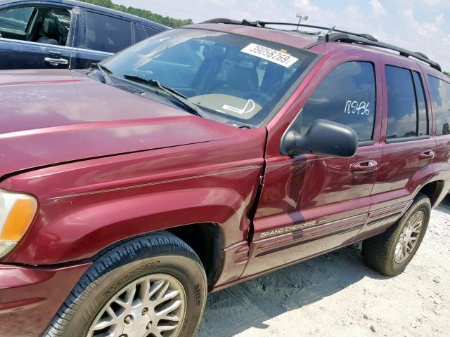 1J4GX58S02C141370 - 2002 JEEP GRAND CHER BURGUNDY photo 9