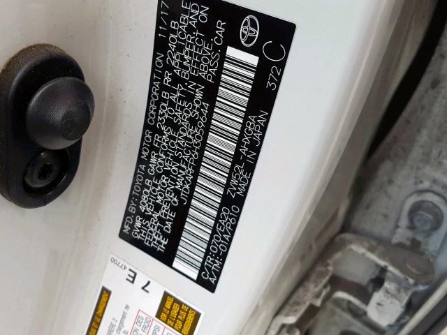 JTDKARFP6H3059644 - 2017 TOYOTA PRIUS PRIM 白色 照片 10