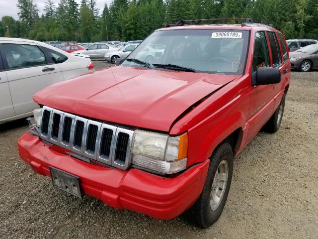 1J4GZ48S5WC352932 - 1998 JEEP GRAND CHER RED photo 2