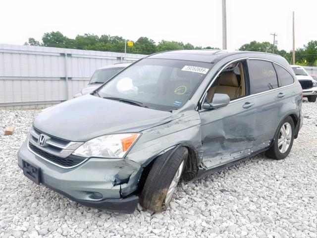 5J6RE4H70BL058204 - 2011 HONDA CR-V EXL GREEN photo 2