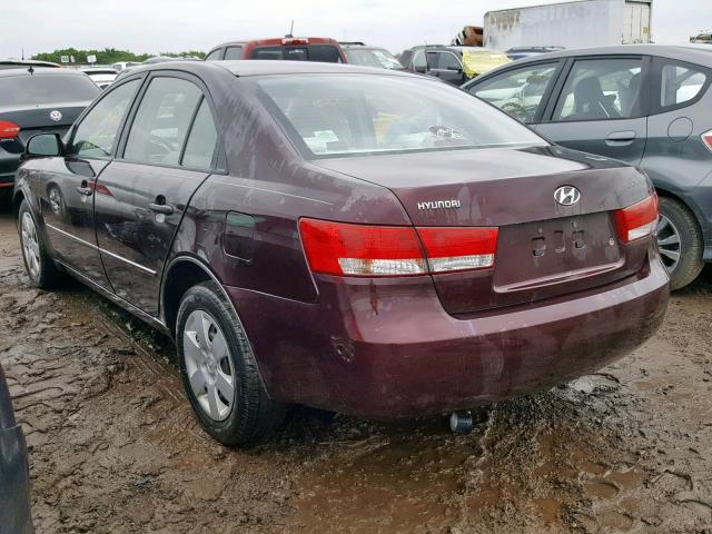 5NPET46C16H061424 - 2006 HYUNDAI SONATA GL BURGUNDY photo 3