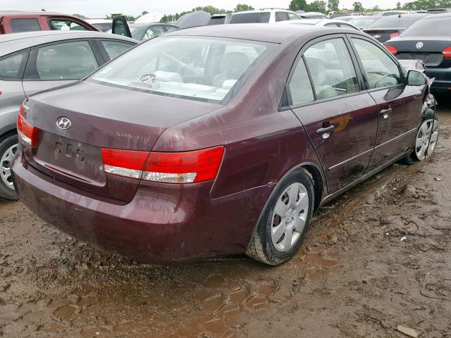 5NPET46C16H061424 - 2006 HYUNDAI SONATA GL BURGUNDY photo 4