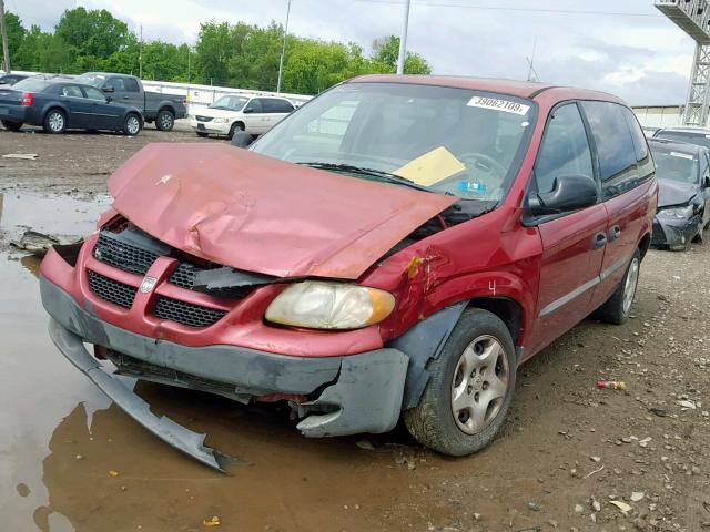 1B4GP253X2B559620 - 2002 DODGE CARAVAN SE MAROON photo 2