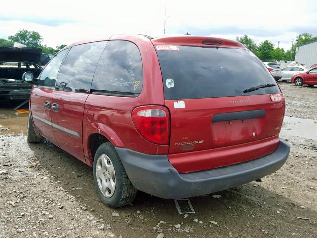 1B4GP253X2B559620 - 2002 DODGE CARAVAN SE MAROON photo 3