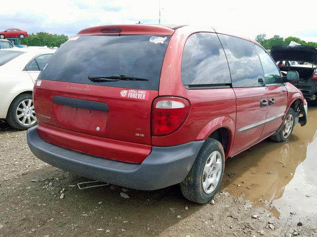 1B4GP253X2B559620 - 2002 DODGE CARAVAN SE MAROON photo 4