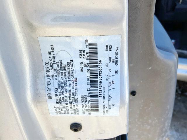 1FAFP34N35W288166 - 2005 FORD FOCUS ZX4 SILVER photo 10