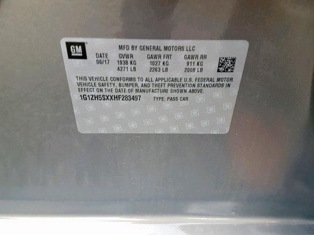 1G1ZH5SXXHF283497 - 2017 CHEVROLET MALIBU PRE GRAY photo 10