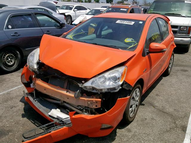 JTDKDTB34D1056237 - 2013 TOYOTA PRIUS C ORANGE photo 2