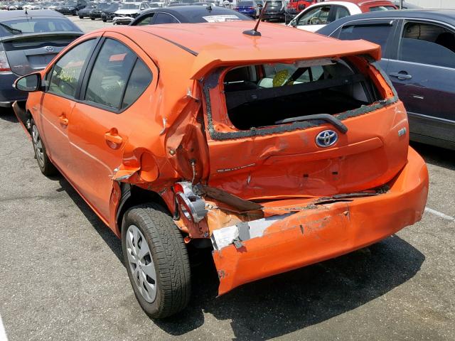 JTDKDTB34D1056237 - 2013 TOYOTA PRIUS C ORANGE photo 3