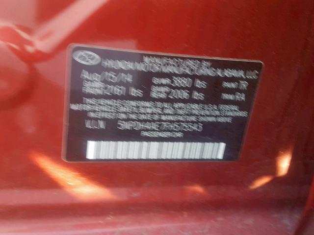 5NPDH4AE7FH575543 - 2015 HYUNDAI ELANTRA SE RED photo 10