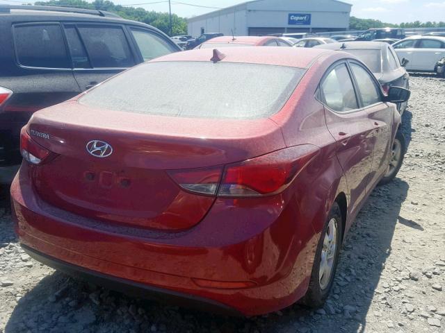 5NPDH4AE7FH575543 - 2015 HYUNDAI ELANTRA SE RED photo 4