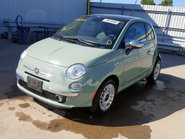 3C3CFFCR2FT502338 - 2015 FIAT 500 LOUNGE GREEN photo 2