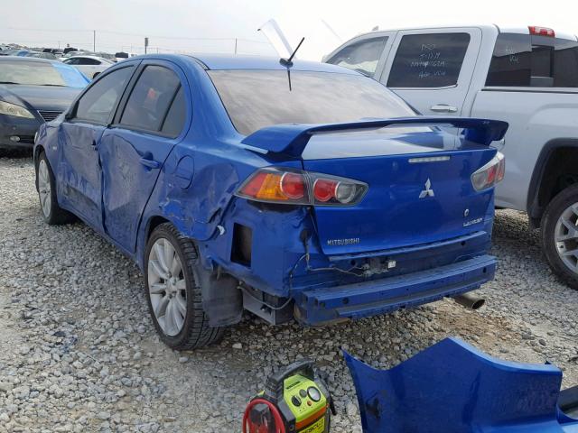 JA32U8FW7AU004286 - 2010 MITSUBISHI LANCER GTS BLUE photo 3