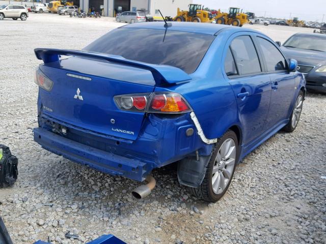 JA32U8FW7AU004286 - 2010 MITSUBISHI LANCER GTS BLUE photo 4