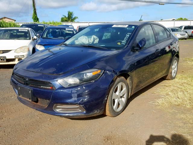 1C3CDFBB9GD625099 - 2016 DODGE DART SXT BLUE photo 2