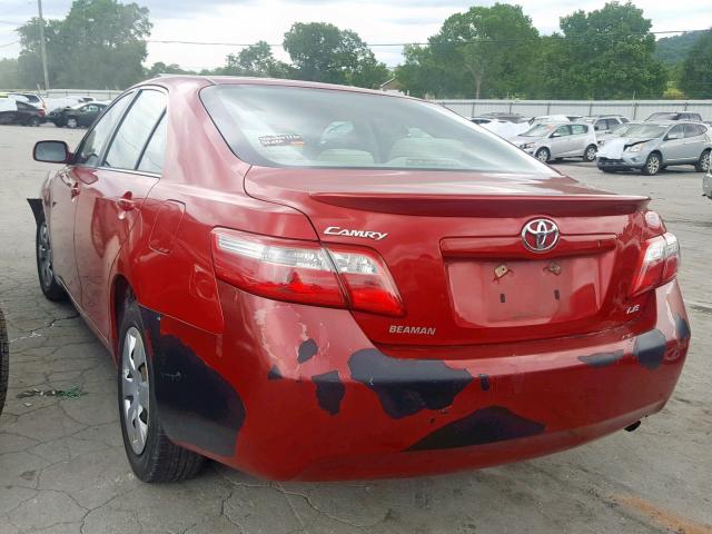 4T1BE46K57U152946 - 2007 TOYOTA CAMRY CE RED photo 3