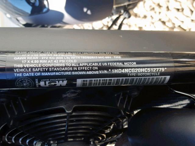 1HD4NCG20HC512779 - 2017 HARLEY-DAVIDSON XG750A A GRAY photo 10