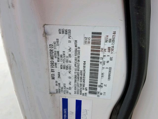 1FMEU6EE9AUA18164 - 2010 FORD EXPLORER E WHITE photo 10