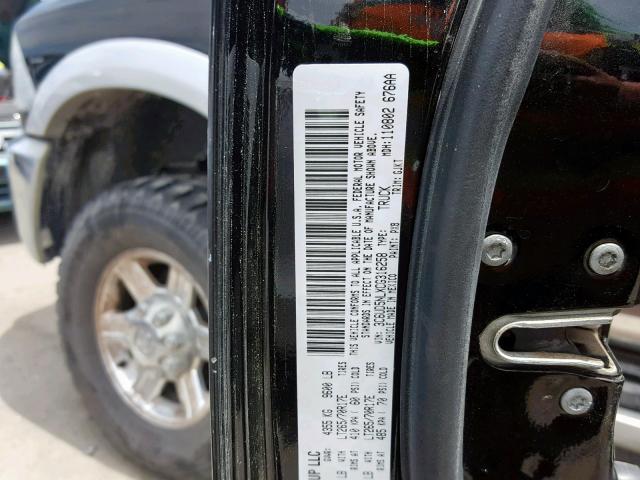 3C6UD5NLXCG316258 - 2012 DODGE RAM 2500 L BLACK photo 10