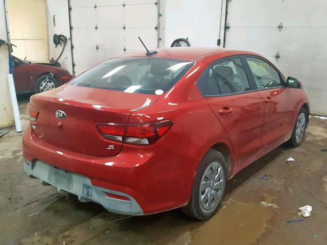 3KPA24AB1KE179603 - 2019 KIA RIO S RED photo 4