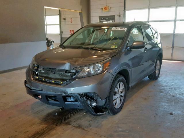 2HKRM4H78EH615037 - 2014 HONDA CR-V EXL GRAY photo 2