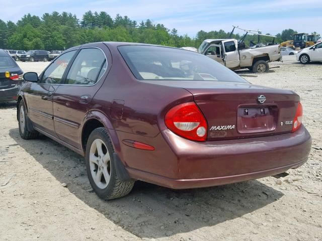 JN1CA31A51T107535 - 2001 NISSAN MAXIMA GXE BURGUNDY photo 3