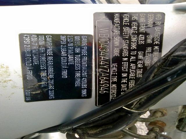 WB10434A4YZA64946 - 2000 BMW R1200 C BLUE photo 10