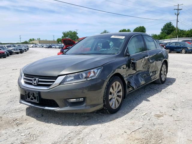 1HGCR2F85EA218160 - 2014 HONDA ACCORD EXL GRAY photo 2