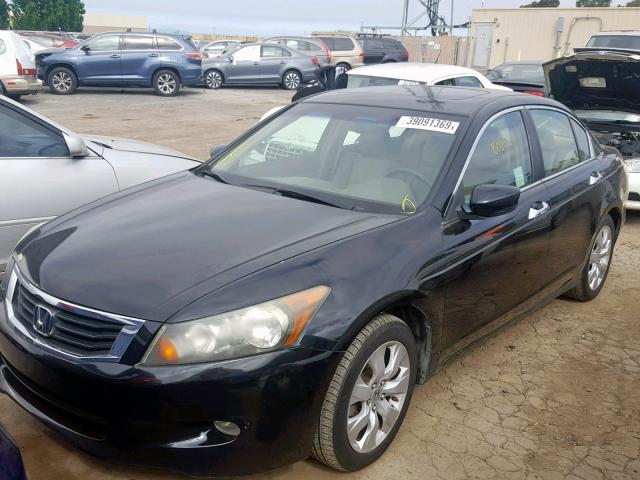 1HGCP36878A000477 - 2008 HONDA ACCORD EXL BLACK photo 2