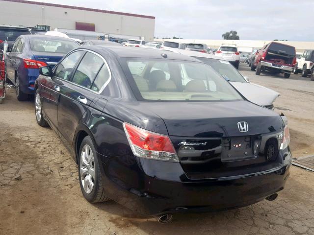 1HGCP36878A000477 - 2008 HONDA ACCORD EXL BLACK photo 3