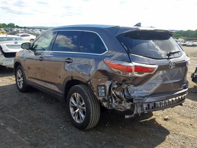 5TDJKRFH5ES004484 - 2014 TOYOTA HIGHLANDER GRAY photo 3