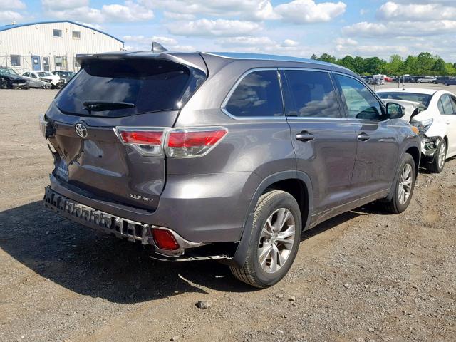 5TDJKRFH5ES004484 - 2014 TOYOTA HIGHLANDER GRAY photo 4