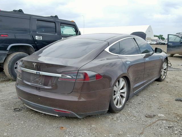 5YJSA1AG5DFP04757 - 2013 TESLA MODEL S BROWN photo 4