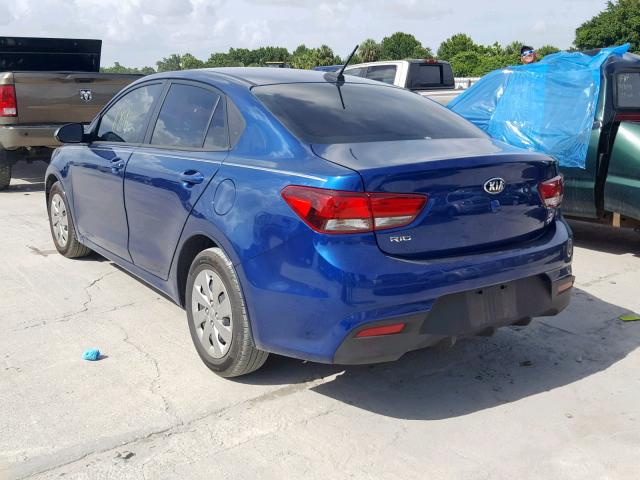 3KPA24AB8JE144426 - 2018 KIA RIO LX BLUE photo 3