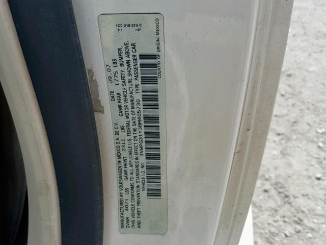 3VWPG31Y38M405730 - 2008 VOLKSWAGEN NEW BEETLE CREAM photo 10