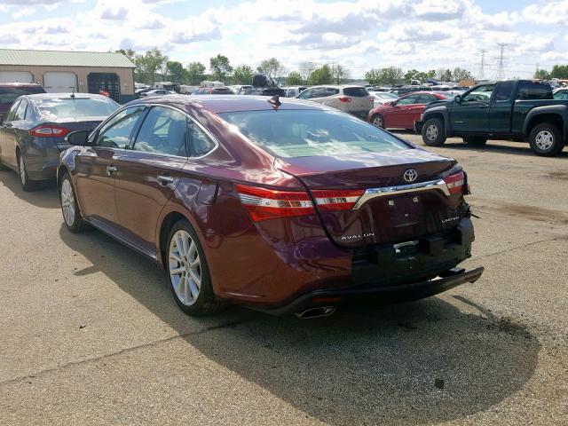 4T1BK1EB9DU022009 - 2013 TOYOTA AVALON BAS MAROON photo 3