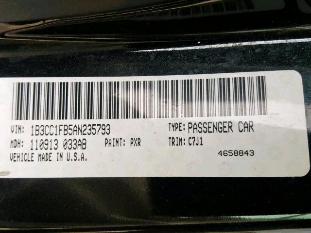 1B3CC1FB5AN235793 - 2010 DODGE AVENGER EX BLACK photo 10