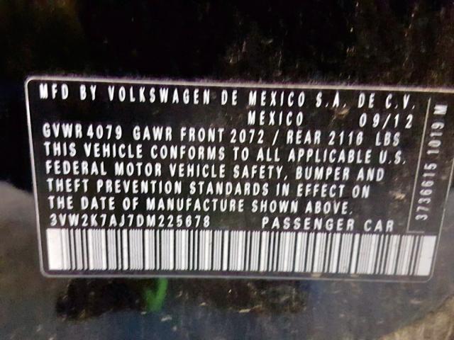 3VW2K7AJ7DM225678 - 2013 VOLKSWAGEN JETTA BASE 黑色 照片 10