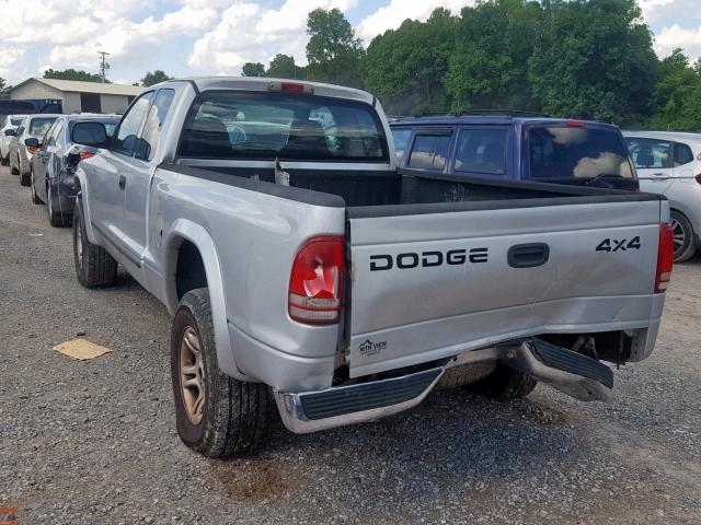 1B7GG42N72S675443 - 2002 DODGE DAKOTA SLT SILVER photo 3