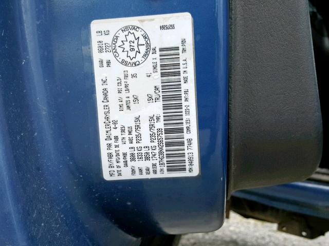 1B7HG38NX2S657539 - 2002 DODGE DAKOTA QUA BLUE photo 10